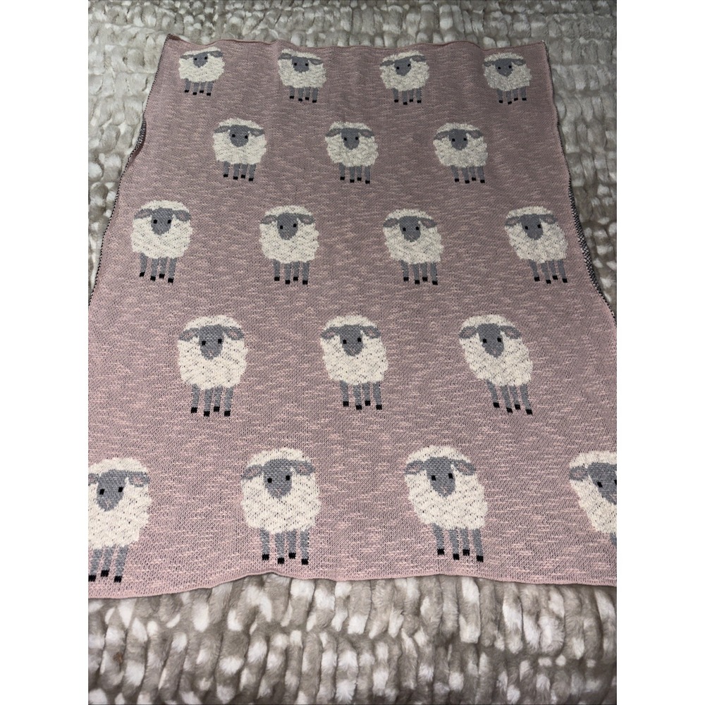100% Cotton Baby Blanket Pink Sheep Print 33"X38"